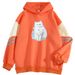 American Style Color Block For Men, Loose Fit, Niche Cat Print Pullover, Cool Outerwear Sweatshirt_viptrois.com