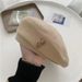 New Bear Cartoon Brown Woolen Beret Women Autumn And Winter Temperament Painter Hat For Men_viptrois.com