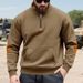 Men’s Half-Zip Fleece Hoodie – Oversized Patchwork Pullover With Stand Collar & Contrast Panels (S-XXXL, Brushed Lining)_viptrois.com