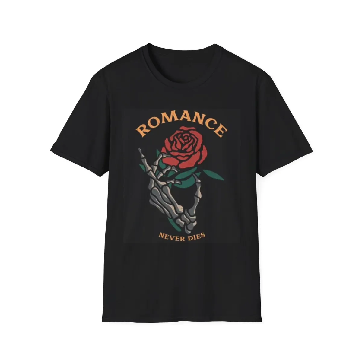 Romance Never Dies Graphic T Shirt Mens Womens Tees Top Vintage Roses Rock Unisex Softstyle T-Shirt Mens Womens Tees Top_viptrois.com