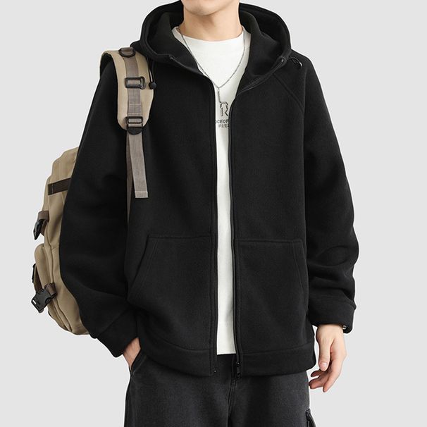 Fleece Jacket Men's Autumn And Winter Double-sided Fleece Thickened Loose Cardigan Sweater Jacket_viptrois.com