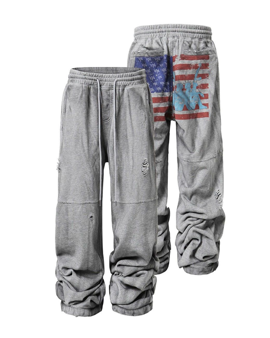 Men's Clothing Street Fashion Niche Print Versatile Casual Men And Women Drawstring Loose Sweatpants_viptrois.com