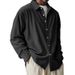 Men's Corduroy Long-Sleeve Shirt - European Fit Casual Button-Up (Sky Blue/Navy/White/Black/Grey, S-4XL)_viptrois.com