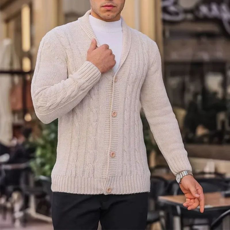 Men's Winter Knit Cardigan Coat – Cable Knit Sweater Jacket With Shawl Collar (S-XXXL, 4 Classic Colors)_viptrois.com