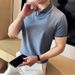 Summer Mercerized Pearl Cotton Lapel Collar Short-sleeved Polo Shirt Men's Business Light Luxury Solid Color Casual Top V-neck T-shirt Tide_viptrois.com