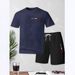 Men's Summer Thin Elastic Quick Drying Fitness Running Sports Suit Set Ice Silk Mesh Short Sleeve Top With Shorts_viptrois.com
