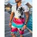 Men's Summer Hawaiian Vacation Shirt And Shorts Set 2 Pieces Cross Border Stock 3D Digital Print_viptrois.com