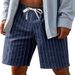 Men's Drawstring Linen-Blend Casual Shorts, Lightweight Breathable Beach Walking Holiday Trousers With Pockets, Comfortable Elastic Waist Summer_viptrois.com