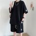 Men's Sports Suit High-End Waffle Texture T-Shirt Shorts Two-Piece Loose Casual Fashion Summer Outfit Trend_viptrois.com