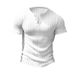 2024 Men's Summer Sports Casual Stretch Vertical Stripe Short Sleeve Henley Ribbed Knit Shirt_viptrois.com