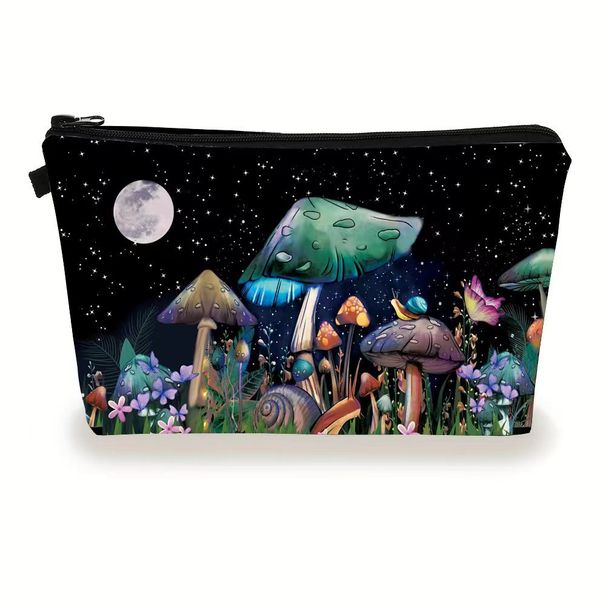 Mushroom Small Moon Pattern Cosmetic Bag Clutch Bag, Portable Cosmetic Items Storage Bag Storage Bag_viptrois.com