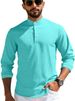 Men's Clothing Hot Sale Spring And Autumn Men's Polo Shirt Long Sleeve Casual Breathable Waffle Long Sleeve Henry Placket Shirt_viptrois.com