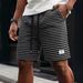 Men's Retro Striped Shorts Summer Style Loose Fit Breathable Beach Pants Waffle Pattern Five Point Handsome European American_viptrois.com