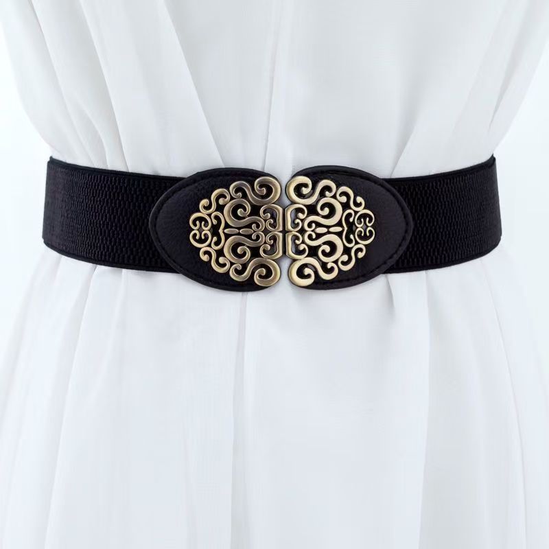 Korean Style Fashion Versatile Women's Elastic Narrow Ladies Decorative Dress Thin Black Belt Trendy Waist Cincher_viptrois.com