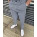 Men's Mid-Waist Solid Color Trousers Slight Elastic Casual Pants_viptrois.com