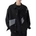 Contrasting Color Splicing Design Lapel Jacket Loose Autumn Korean Version Casual Coat Men_viptrois.com