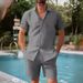 Men's Clothing New Men's Short Sleeved Shirt Suit Summer Loose Casual Cotton And Linen Cardigan Shirt_viptrois.com
