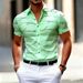 Summer Short-sleeve Shirt, Slim Fit, Diagonal Stripe Print, Slightly Stretchy, Light Business Casual Men's Shirt_viptrois.com