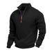 American-style Fleece Lined Skin-friendly Warm Men's Stand Collar Long Sleeve Half-zip Sports Casual Sweatshirt_viptrois.com