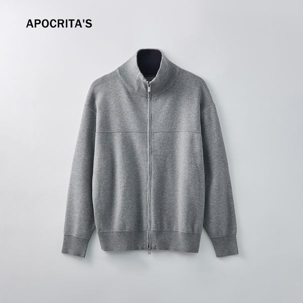 Nordmann APO Men's Clothing|Men's Sweater Autumn Winter Loose Lazy Style Versatile Color Block Stand Collar Knitted Cardigan_viptrois.com