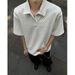 Men's Clothing Polo Short Sleeved Men's Summer Heavy Loose Lapel Teenagers' Short Sleeved Tops For Men_viptrois.com