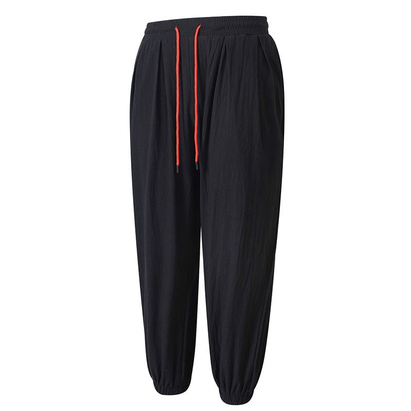 Men's Cotton-Linen Casual Pants – Lightweight, Breathable & Drawstring Waist For Summer & Beach (White/Black/Navy, S-3XL)_viptrois.com