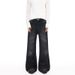 Unisex High Street Washed Denim Jeans 90s Vintage Cat Whisker Flared Hem Slim Fit Straight to Flare for Men And Women S-2XL_viptrois.com