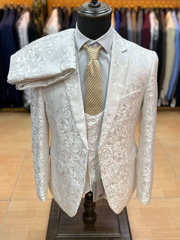 Men's Clothing Jacquard Slim Wedding Dignified Evening Dress Three Piece Suit Men Suit_viptrois.com