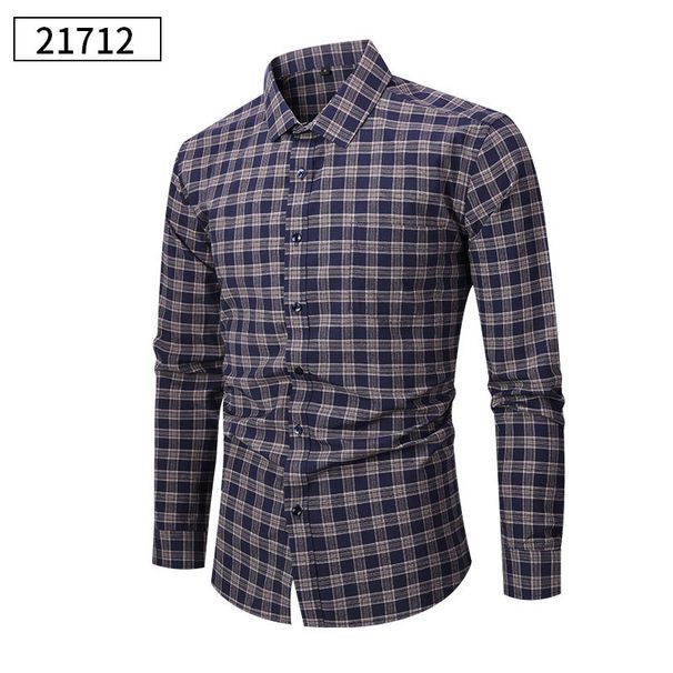 Men's Clothing Men's Casual Long Sleeve Shirt - Soft Cotton Blend Plaid Shirt, Relaxed Fit, Versatile Daily Wear For Autumn_viptrois.com