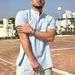 Men's Clothing Summer Hot Sale Men's Solid Color Casual T Shirt Short Sleeve Stand Collar Versatile Shirt_viptrois.com