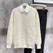 New solid color round neck sweater for men's autumn and winter versatile knitwear, lazy pullover sweater, fashionable_viptrois.com