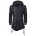 "Men's Dark Zip-Up Hoodie With Kangaroo Pocket - Oversized Fit Cotton Blend Streetwear For Casual Wear (Black, Dark Grey)"_viptrois.com