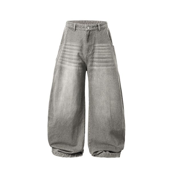 Streetwear Baggy Jeans For Men - Vintage Washed Denim Pants With Unique Scythe Cut, Loose Fit, Comfortable & Stylish For Urban Fashion_viptrois.com