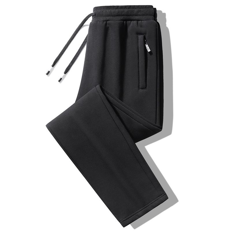 Men’s Fleece-Lined Jogger Pants – Winter Thermal Sweatpants With Zippered Pockets & Tapered Cuffs (M-5XL, Black/Charcoal)_viptrois.com