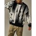 Gradient Striped Sweater, Thickened Loose Round Neck Knitted Sweater, Sweater Jacket_viptrois.com