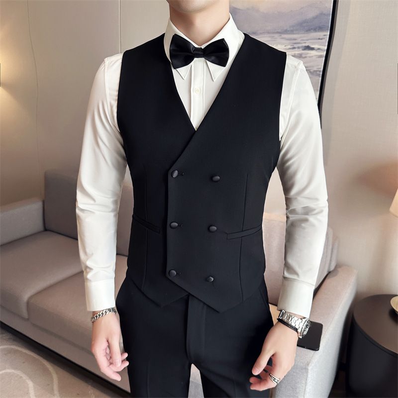 Elegant Men's Tuxedo Suit Set - Slim Fit Black Groom Wedding Tuxedo With Shawl Lapel For Groomsmen & Formal Events_viptrois.com