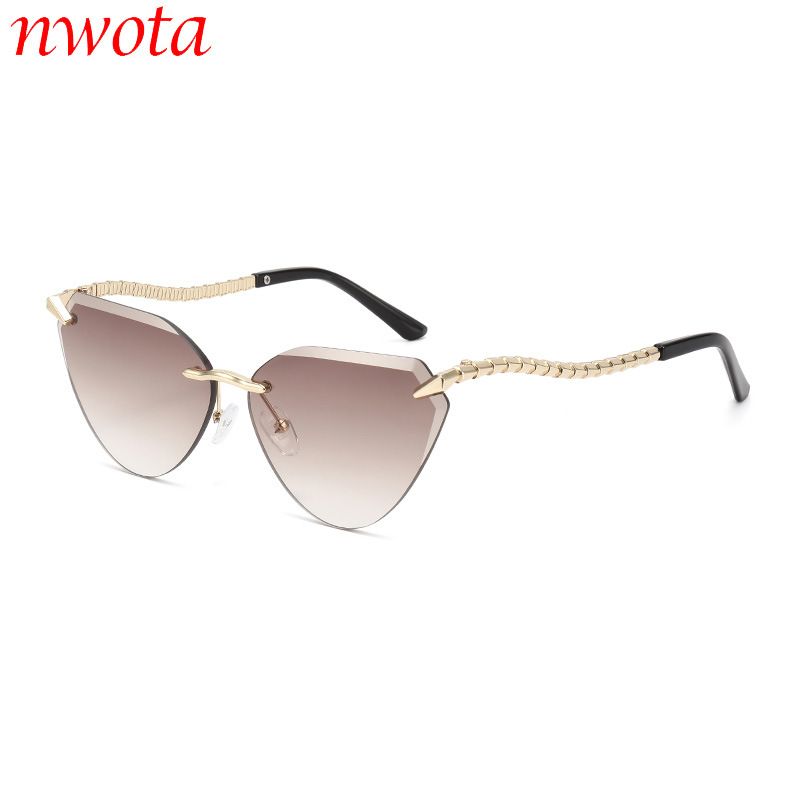 You, Me And Him New Snake Leg Frameless Cut Edge Cat Eye Sunglasses Personality Hot Girl Sunscreen Female Sunglasses Trend T1281_viptrois.com