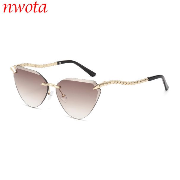 You, Me And Him New Snake Leg Frameless Cut Edge Cat Eye Sunglasses Personality Hot Girl Sunscreen Female Sunglasses Trend T1281_viptrois.com