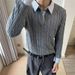 Pure Two-Piece Collar For Men Winter Korean Style Trendy Cable Knit Sweater High-End Inner Layer Knitted Base Shirt_viptrois.com