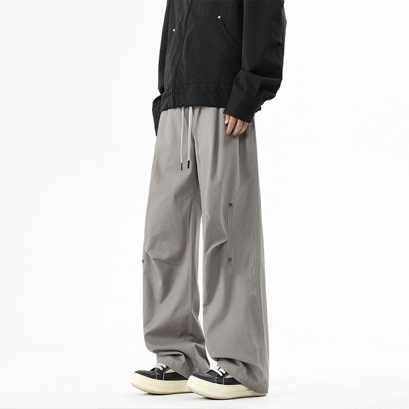 American Casual Pure Cotton Versatile Cargo For Men Spring Summer Straight Wide Leg Trendy Brand Draped Long Pants 2025_viptrois.com