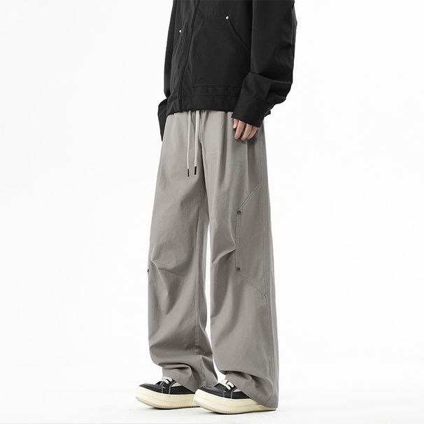 American Casual Pure Cotton Versatile Cargo For Men Spring Summer Straight Wide Leg Trendy Brand Draped Long Pants 2025_viptrois.com