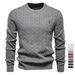 Men's Clothing High Quality Men's Sweater Pullover Deer Embroidery Solid Color Knitted Sweater_viptrois.com