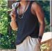 Men's Clothing Early Autumn Casual Solid Color Sleeveless Large Size Vest Top_viptrois.com