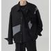 Contrasting Color Splicing Design Lapel Jacket Loose Autumn Korean Version Casual Coat Men_viptrois.com