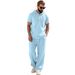 Men's Casual Hooded Button-Down Shirt With Matching Shorts Set - Breathable Summer Outfit_viptrois.com