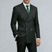 Men's Slim Fit Double-Breasted Stripe Suit Set - Modern Business & Wedding Blazer With Side Vents, Acetate Blend_viptrois.com