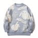 Men's Clothing 3D Flocked Lucky Rabbit Sweater For Men, Autumn/Winter New Round Neck Pullover Knitwear For Women_viptrois.com