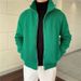 Loom European And American Style Simple High-End Green Stand Knitted Cardigan Unisex Winter Half-High Collar Sweater Men's_viptrois.com