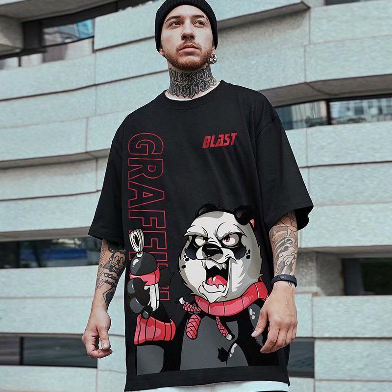Oversize Brand Fat Men's Loose Short T-shirt 300kg Panda Large Size China-Chic Chinese Style Half Sleeve Fashion_viptrois.com