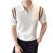 Summer New Arrival Men's Short Sleeve Polo Shirt High Elastic Ice Silk Bubble Turn down Collar T-Shirt with Half Zipper Trendy Wholesale_viptrois.com
